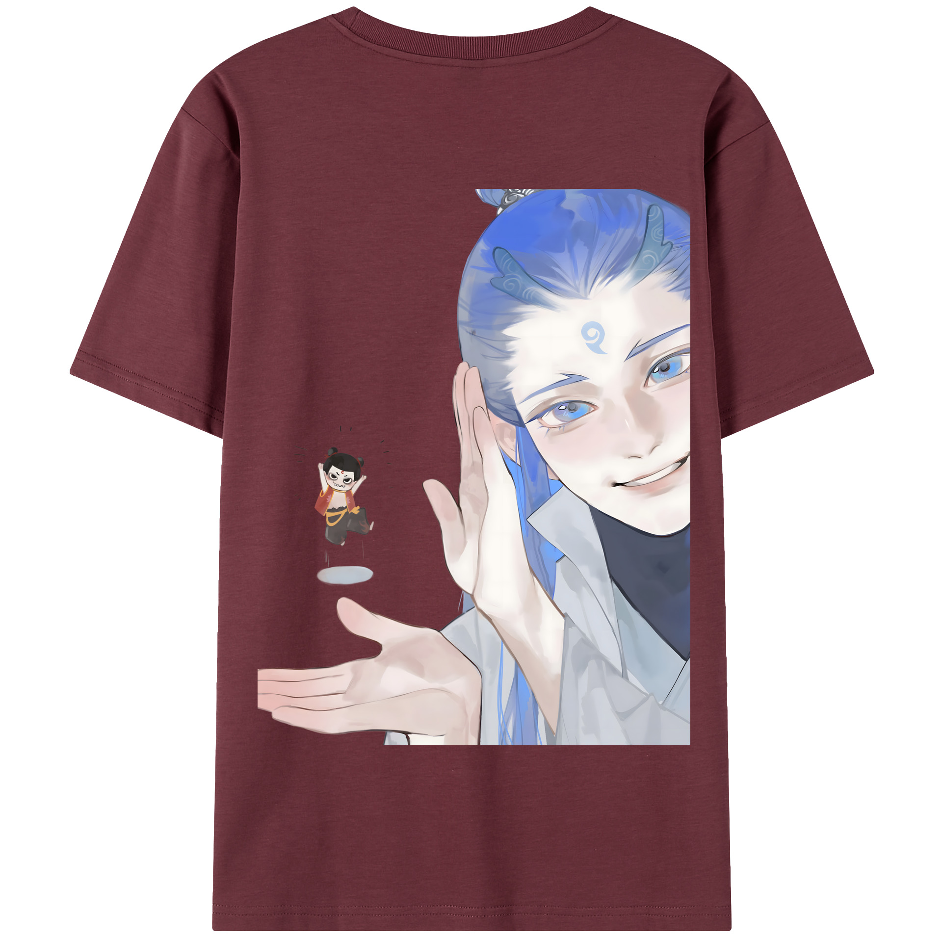 （画像用） Ne Zha 2 ナタ 魔童の大暴れ 綿100％半袖Tシャツ（背面プリント）
